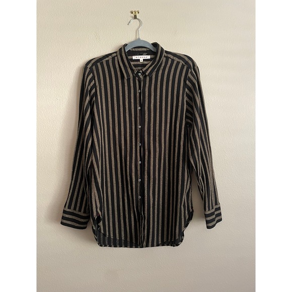 XIRENA Women's Beau Striped Button Down Shirt M Quiet Luxury Oversized Resort - Picture 1 of 6